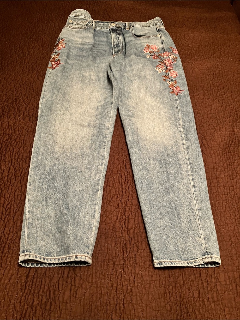 Lucky Brand High Rise Drew Embroidered Floral Jeans Sz 12